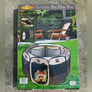 Portable Pet Play Pen - Brown & Cream